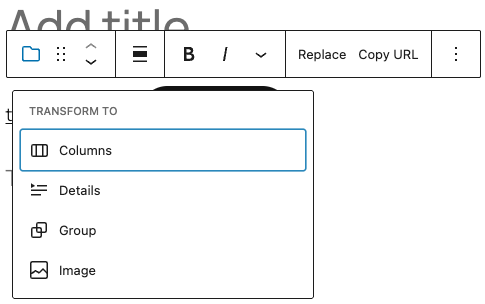 Transform tool in the File block