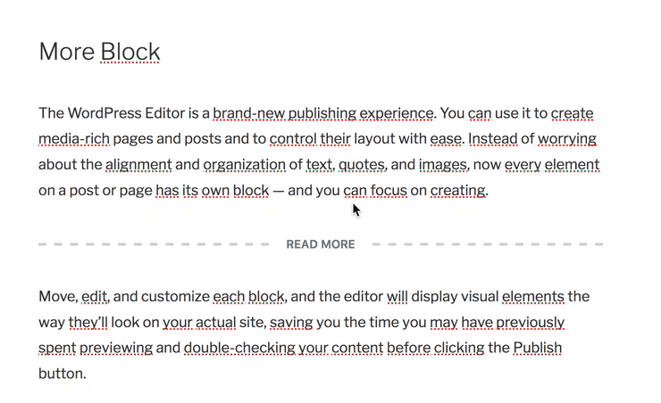 Editing the More Block text