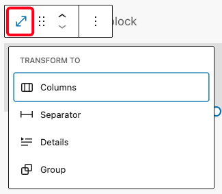 Transform options for Spacer Block