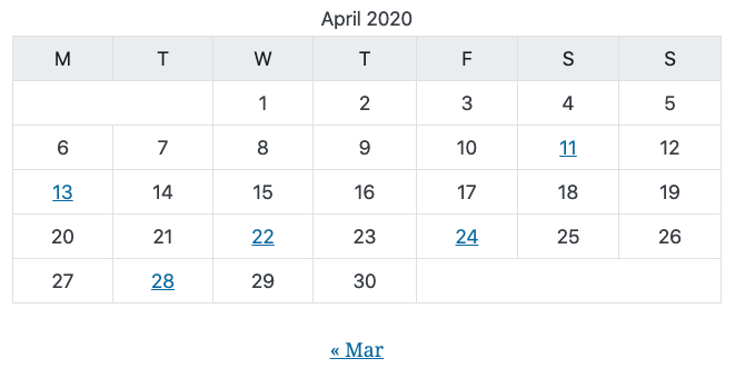 Calendar block