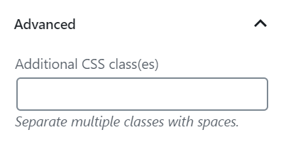 Advanced settings in the Mixcloud Embed block