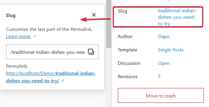 Slug Settings