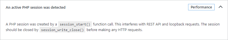 Message: An active PHP session was detected