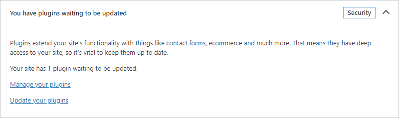 Message: You have plugins waiting to be updated