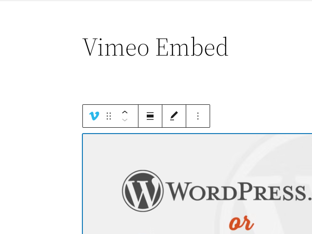 Block toolbar in the vimeo video block