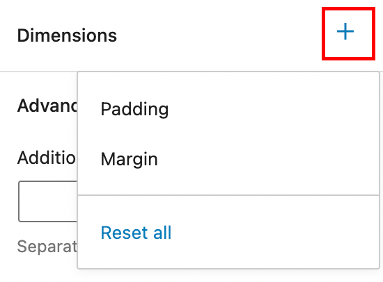 Dimension settings in the Site Title block