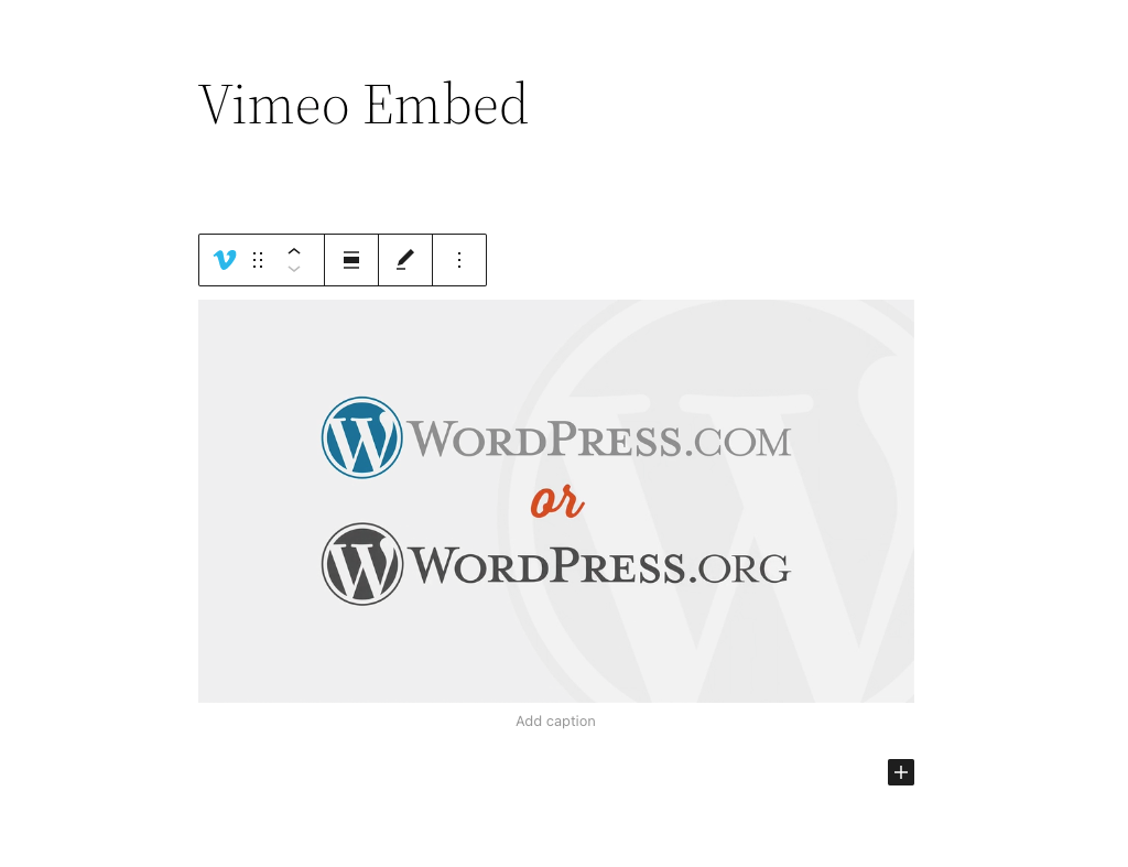 Preview of the vimeo Block