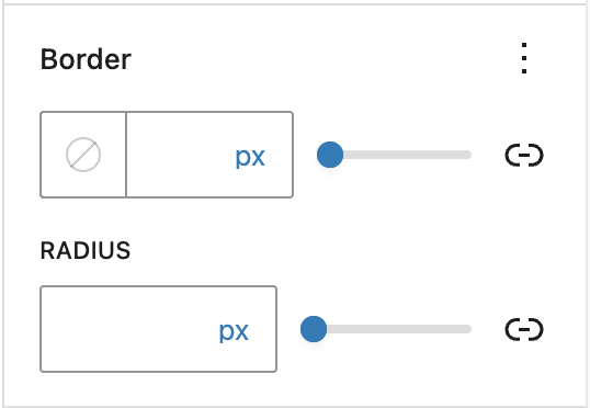 Border settings in the Categories block