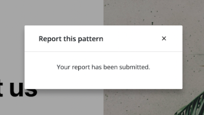 Report pattern dialog with submit confirmation.