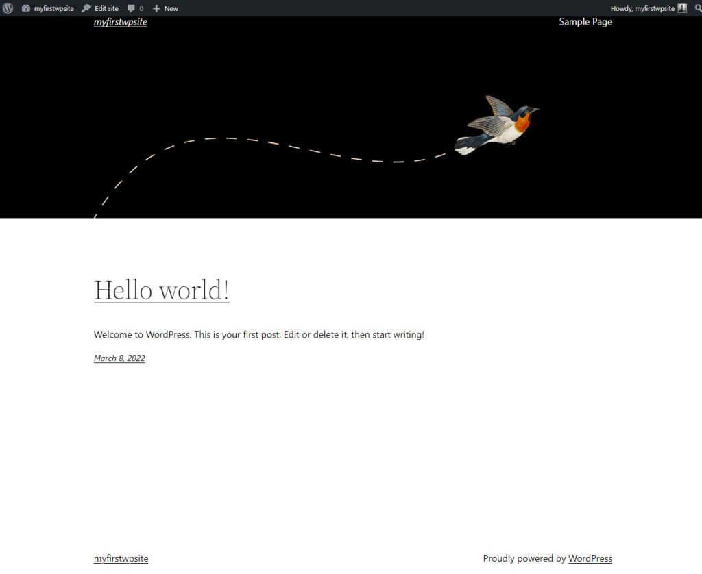 Front side of the WordPress Website