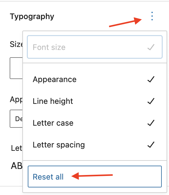 Reset option