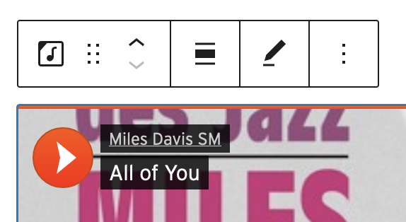 Block toolbar in the SoundCloud block