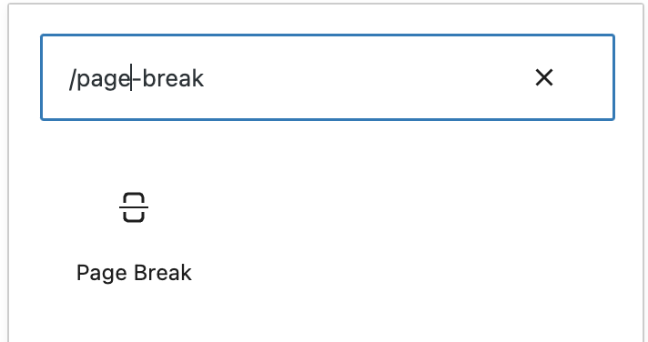 How to add a Page break block using the slash command
