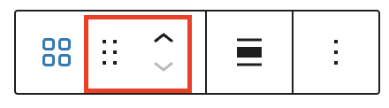 Block moving tools in the Categories List block