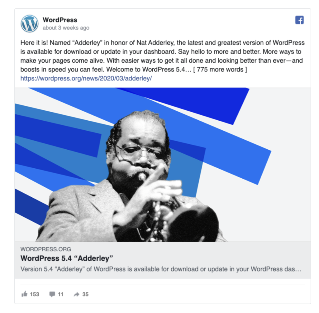 Preview of the Facebook embed post.