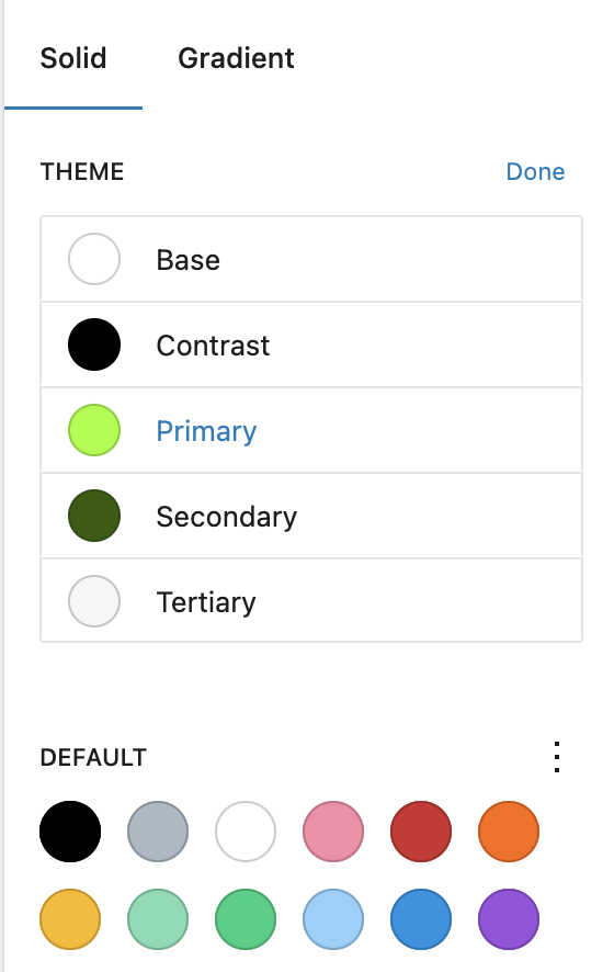 A list will appear that includes all the colors currently in that palette