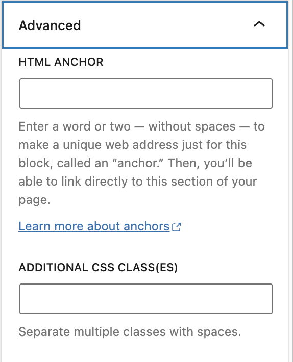 Advanced settings