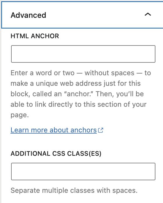 Advanced tab in the File Block