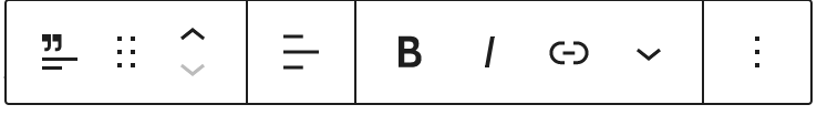 Excerpt block toolbar shows multiple options as icon.
