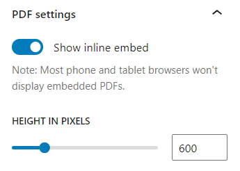 PDF settings