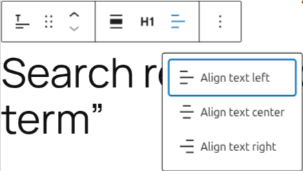 Text alignment in the search results title block