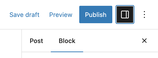 Block settings in the sidebar