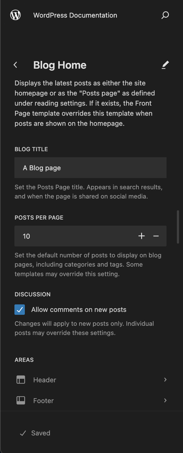 The blog page details sidebar
