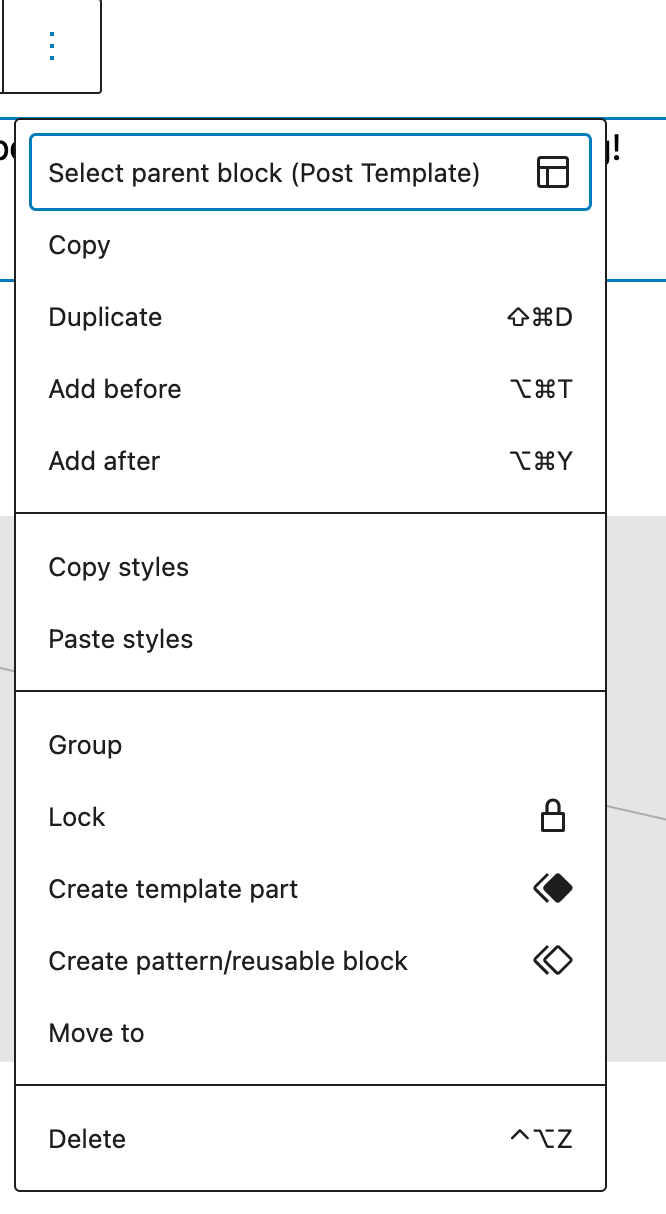 The three dots beside the angle arrow down icon shows list of more options.