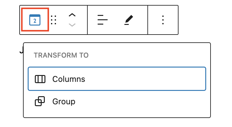 Transform to shows in calendar icon in post date block toolbar.