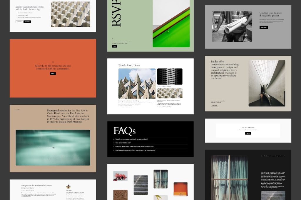 A grid of pattern layouts that are included with the theme