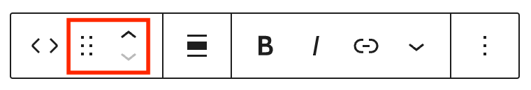 Code block toolbar with moving handles highlighted