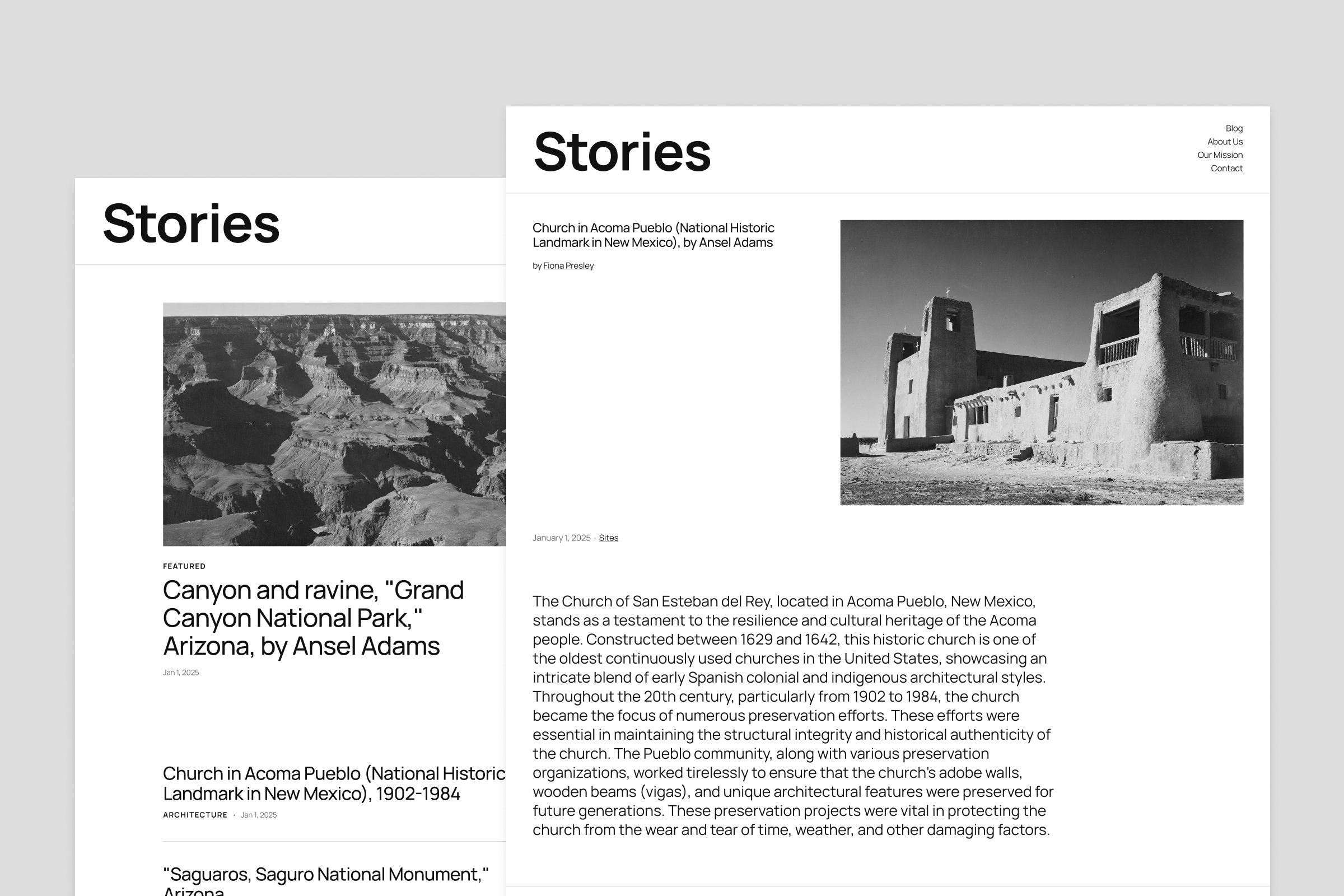 Preview of the "Single post with left-aligned content" template in Twenty Twenty-Five.